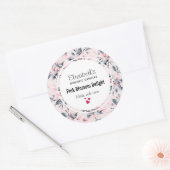 ピンク&グレーフローラ水彩柄キャンドルソープ ラウンドシール (封筒)