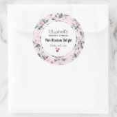 ピンク&グレーフローラ水彩柄キャンドルソープ ラウンドシール (バッグ)