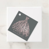 ピンク&グレーボタニカル葉ドレスブライダルシャワー フェイバータグ (インサイチュ)