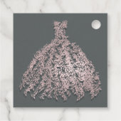 ピンク&グレーボタニカル葉ドレスブライダルシャワー フェイバータグ (裏面)