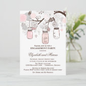 ピンク&グレーメイソンジャース婚約パーティ招待状 招待状 (スタンド正面)