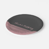 ピンク&グレーモダングラムシークインシックエレガントパーティー ペーパープレート (アングル)