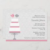 ピンク&グレーラブバードブライダルシャワー招待 招待状 (正面/裏面)