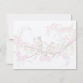 ピンク&グレーヴィンテージラブバードウェディングRSVP サンキューカード (裏面)