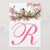 ピンク&グレーヴィンテージラブバード結婚ズメニュー メニュー (裏面)