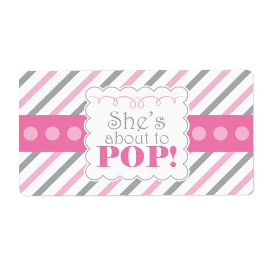 ピンク&グレー彼女は水のボトルポップ・アートののラベルに行く ラベル (正面)