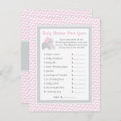 ピンク&グレー象の赤ちゃんシャワー推定価格ゲーム インビテーションポストカード (正面/裏面)
