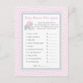 ピンク&グレー象の赤ちゃんシャワー推定価格ゲーム インビテーションポストカード (正面)