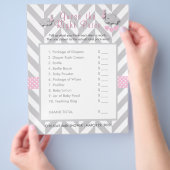 ピンク&グレー象の赤ちゃんシャワー – 価格を推測 チラシ (手)