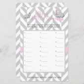 ピンク&グレー象の赤ちゃんシャワー – ABCのゲーム (正面/裏面)