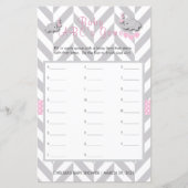 ピンク&グレー象の赤ちゃんシャワー – ABCのゲーム (正面)