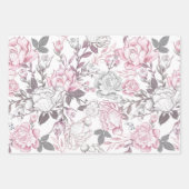 ピンク&グレー赤ちゃん女の子おもちゃハート花 ラッピングペーパーシート (正面3)