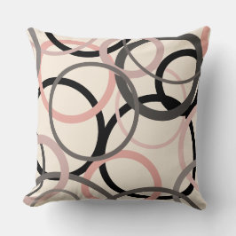 ピンク、グレー、および黒の円 クッション