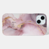 ピンク グレー アルコールインクウォッシュ モノグラムイニシャル 名前 Case-Mate iPhoneケース (裏面 (横))