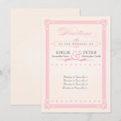 ピンク、グレー、クリームのポスター風方向カード 招待状 (正面/裏面)