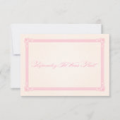 ピンク、グレー、クリームポスタースタイルウェディングRSVP 出欠カード (正面)