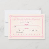 ピンク、グレー、クリームポスタースタイルウェディングRSVP 出欠カード (裏面)
