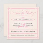 ピンク、グレー、クリームポスタースタイル日付を保存 セーブザデート (正面/裏面)