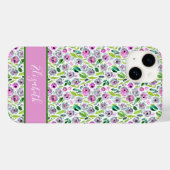 ピンク グレー グリーン ボホー 水彩花柄 モノグラム Case-Mate iPhoneケース (裏面 (横))