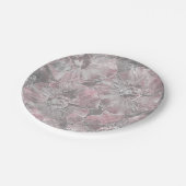 ピンク，グレー，スタイリッシュ大，花，ピンク色の花， ペーパープレート (アングル)