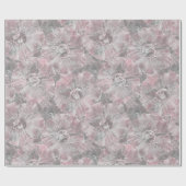 ピンク，グレー，スタイリッシュ大，花，ピンク色の花， ラッピングペーパー (フラット)