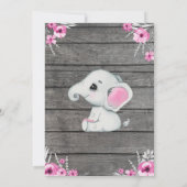 ピンク グレー ゾウ 招待状 編集可能 ピンク (裏面)