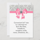 ピンク グレー ダマスク パーティー 招待状 テンプレート (裏面)