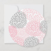 ピンク グレー ダリア 丸型 ブライダル シャワー 招待状 (裏面)