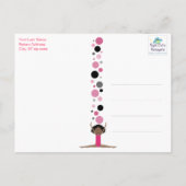 ピンク、グレー、ブラックの体操パーティー感謝メッセージ ポストカード (裏面)