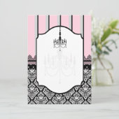 ピンク,グレー,ブラック,ダマスク,水玉模様,ストライプ 案内状 (スタンド正面)