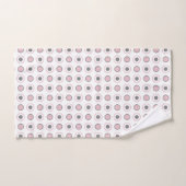 ピンク、グレー、ホワイト バスタオルセット (ハンドタオル)