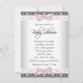 ピンク グレー ヴィンテージ プリンセス ベイビー シャワー 招待状 (裏面)