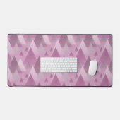 ピンク、グレー、梅の霧の山の幾何学的 デスクマット (キーボード&マウス)