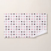 ピンク、グレー、白黒 バスタオルセット (ハンドタオル)