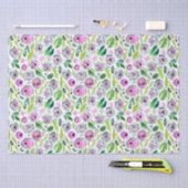 ピンク グレー 緑 花のウェディングシャワー 誕生日 彼女 薄葉紙 (クラフト)