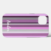 ピンク グレー 縦 ストライプ オリジナル Case-Mate iPhoneケース (裏面 (横))