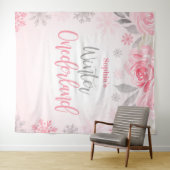 ピンク グレー 花柄 冬のワンダーランド 背景 タペストリー (インサイチュ(横))