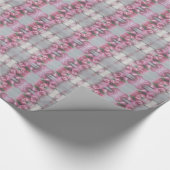 ピンク グレー 花 チューリップ ミラー パターン 十字 対角線 正方形 ラッピングペーパー (角)