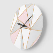 ピンク、グレー、金ゴールド地域 ラージ壁時計 (傾斜)