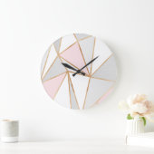 ピンク、グレー、金ゴールド地域 ラージ壁時計 (ホーム)