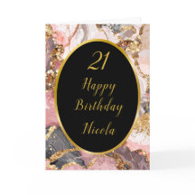 ピンク、グレー、金ゴールド大理石アゲート誕生日パーティー