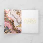 ピンク、グレー、金ゴールド大理石アゲート誕生日パーティー カード (内部)