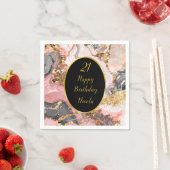 ピンク、グレー、金ゴールド大理石アゲート誕生日パーティー スタンダードカクテルナプキン (インサイチュ)