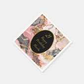 ピンク、グレー、金ゴールド大理石アゲート誕生日パーティー スタンダードカクテルナプキン (角)