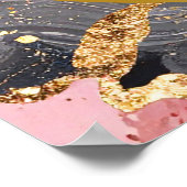 ピンク、グレー、金ゴールド大理石アゲート誕生日パーティー ポスター (角)