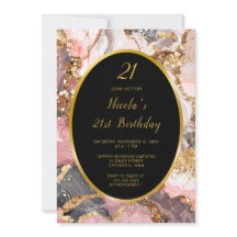 ピンク、グレー、金ゴールド大理石アゲート誕生日パーティー