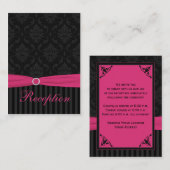 ピンク、グレー、黒のダマスクのエンクロージストライプのンカード エンクロージャーカード (正面/裏面)