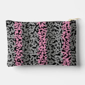 ピンク、グレー、黒のデジタル画素ストライプ色 アクセサリーポーチ (裏面)