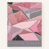 ピンク、グレー、黒ガラスのシャードハードカバー手帳 ノートブック (正面)