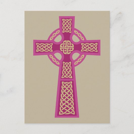 ピンク ケルト十字のポストカード ポストカード (正面)